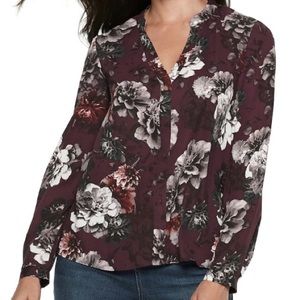 🏷NWT! JENNIFER LOPEZ plum floral blouse- XS